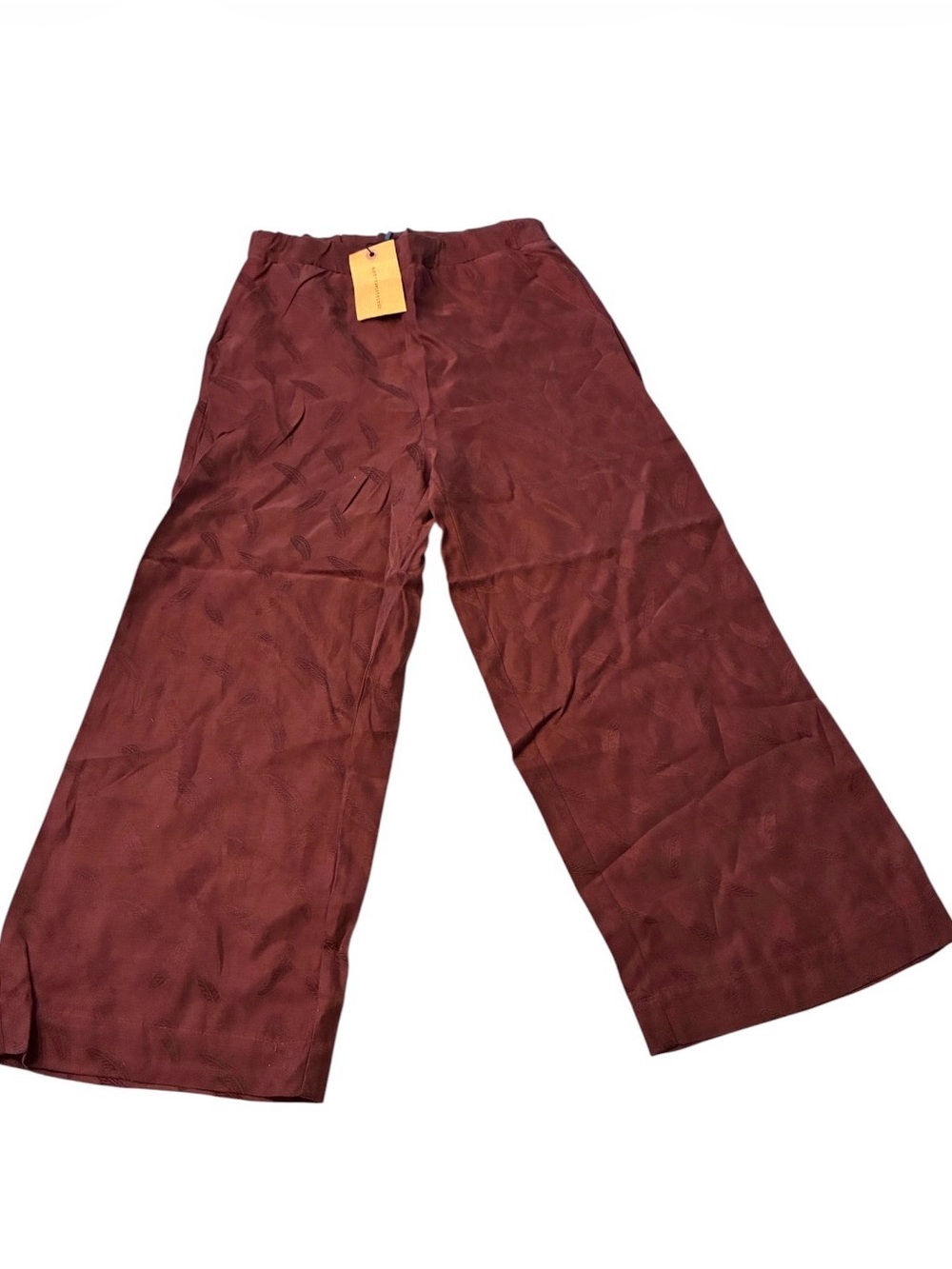 NWT Knot Sisters Cropped Wide Leg Feather Imprint Pants Sz XS